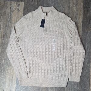 Denver Hayes Men's Zip-Up Sweater in Beige